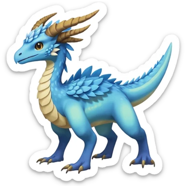 Raptorik scaley feathery horned Amaura-Aurorus-Pokémon-Fakémon-hybrid-fusion-creature, full body sticker