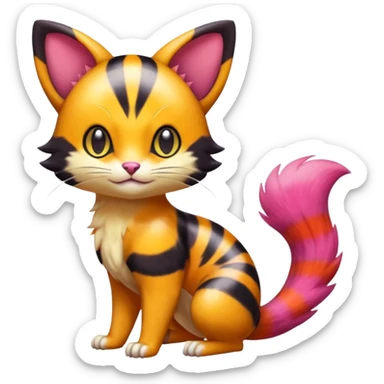 Cute Adorable Shiny Colorful Realistic Elegant Pretty Beautiful Liepard-Furret-Litten-Skitty-Pokémon-fusion-creature (full body) sticker
