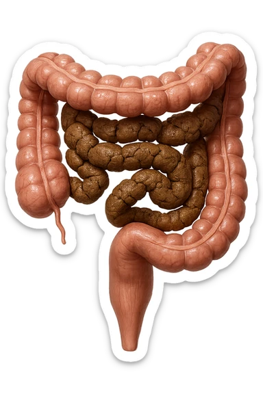 intestino umano anatomico realistico con feci spezzettate iperrealistiche nel colon sticker