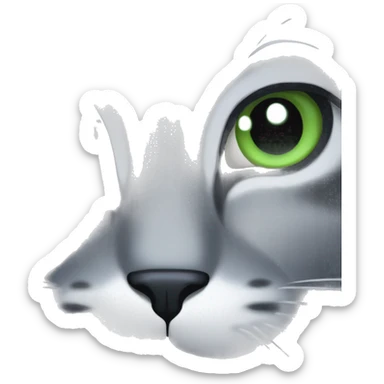 Close up of gray cat with green eyes face only sticker