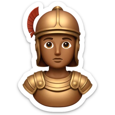 Botero Bronze Roman Soldier Landmark Emoji – Showcasing a stylized, rounded bronze Roman soldier sculpture. sticker