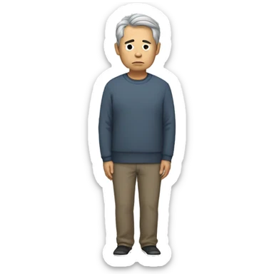 middle aged asian man sad standing full body sticker