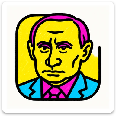 app icon of Vladimir Putin, pop art style, vibrant colors, no text, graphic look sticker