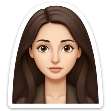 a brunette with thin nose almost sharp jaw line perfect eye brows and long hair slightly wheatish tone sticker