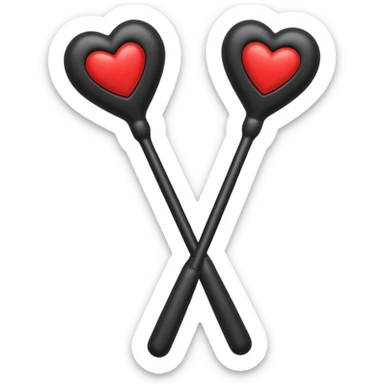 two black massage wands with a heart centred above them sticker
