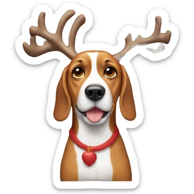 beagle with reindeer antlers sticker
