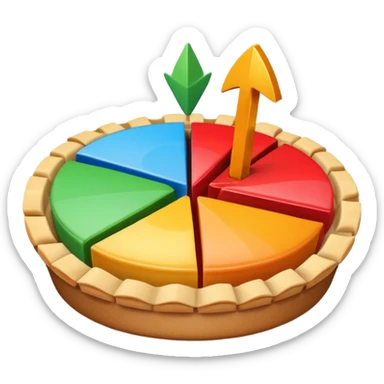 pie chart with arrows and a dollar sign sticker