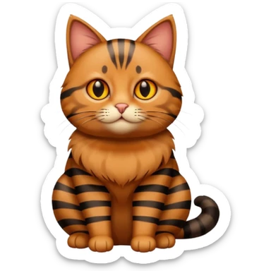 Brown cat with black stripes and fat sticker