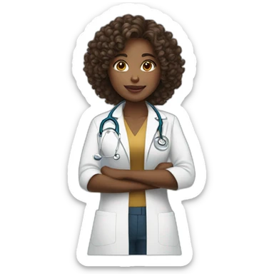 doctor woman curly hair brown skin sticker