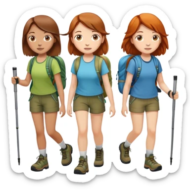 3 girls hiking two with brown hair one with ginger fill body  sticker