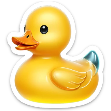rubber duck,  minimalistic yellow transparent glass 3d neon glowing sticker