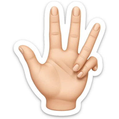 3D iPhone style emoji of a human hand making a small gesture with fingers, thumb and index finger close together, realistic skin texture, isolated on white background, soft shadows, high detail, playful and cute. sticker