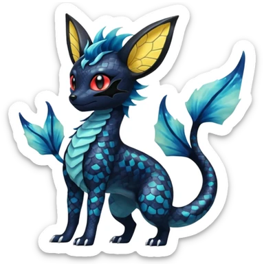 Umbreon-Amaura-Vaporeon-Salandit-Fakémon-fusion (full body) sticker