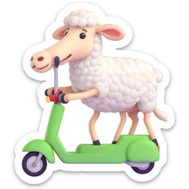 sheep riding a scooter sticker