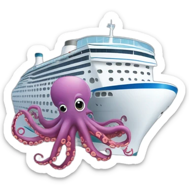 cruise ship with cartoonish octopus sticker