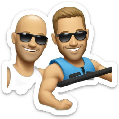 Vin Diesel and Paul Walker in a double kayak sticker