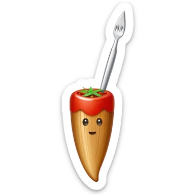 toothpick with anchovy, olive and chili sticker