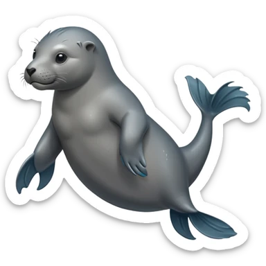 scary grey sea lion full body sticker