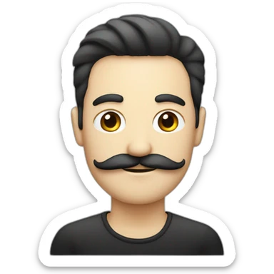 homme blanc avec une moustache de couleur noir de forme rectangulair sticker