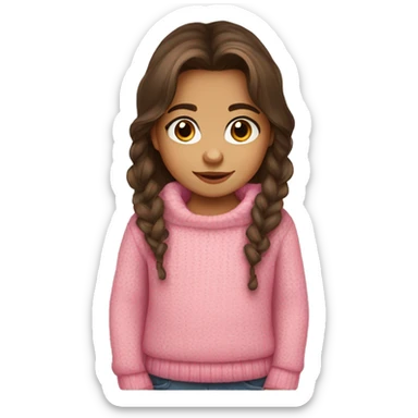 toddler girl, hispanic, long brown hair, brown eyes, pink sweater, winter sticker