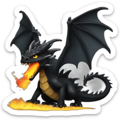 Black dragon who spit fire sticker