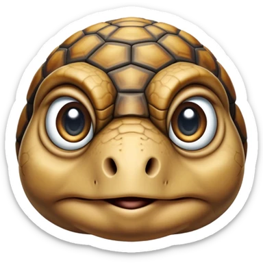 cinematic-tortoise-realistic--emoji,,-wrinkled-wise-face-peering-ahead-with-calm-determination,-cute large-eyes-reflecting-centuries of wisdom, zoomed into its face sticker
