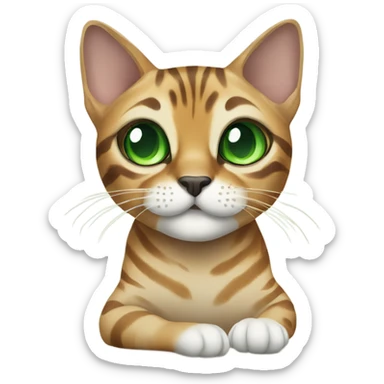 bengal cat with green eyes who does yoga sticker
