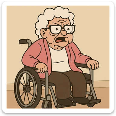 Grandmas white shirt pink jackets a wheelchair  sticker