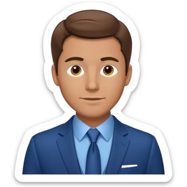 adult white man with brown hair in blue elegant suit sticker