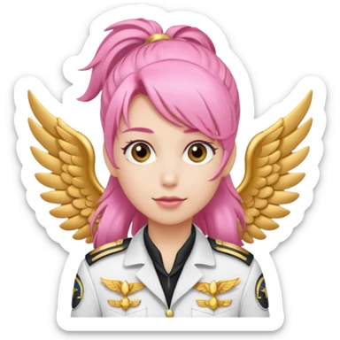 Commander Bloom – pink ponytail pilot in white uniform and gold wings sticker