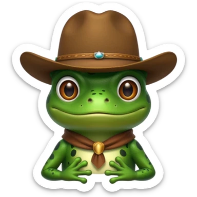 Frog wearing a cowboy hat sticker