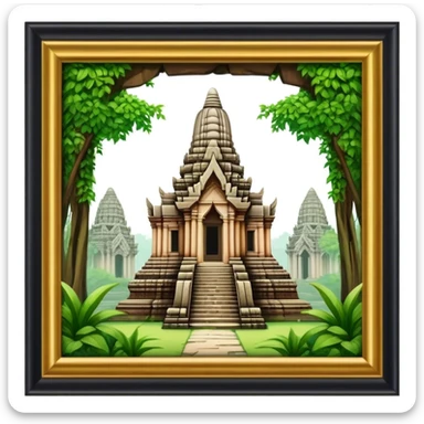 Cinematic Realistic Ayutthaya Ruins Landmark Emoji, depicted with ancient temple ruins amid lush greenery rendered with dramatic textures and nostalgic, warm lighting. sticker