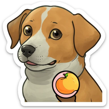Dog with a peach bubble asking are you ok  sticker