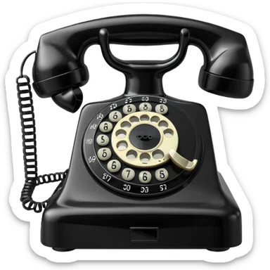 vintage rotary dial telephone, classic plastic body. sticker