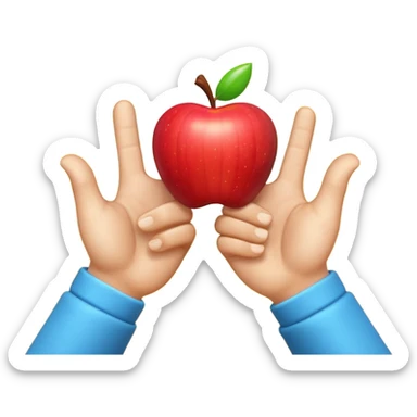 A 3D Apple-style emoji of two different cartoon hands clapping together in a fun "high five" gesture, only the hands are visible, surrounded by small motion lines and spark effects, radiating cheerful and playful energy, colorful and vibrant design sticker