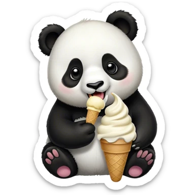 Panda eating ice cream sticker