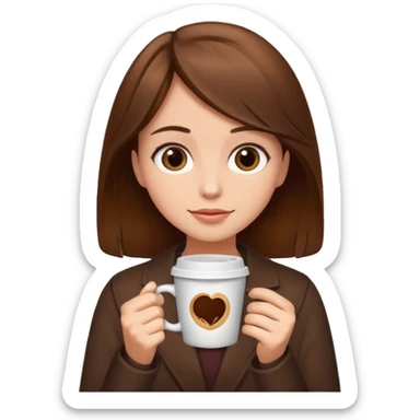 Brown haired girl with coffee sticker