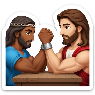 Shiva and Jesus arm wrestling sticker