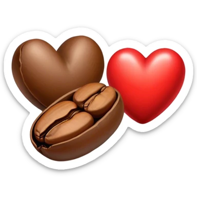 Three coffee beans and a heart sticker