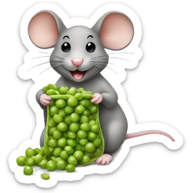 mouse eating peas, the peace are in applesauce sticker