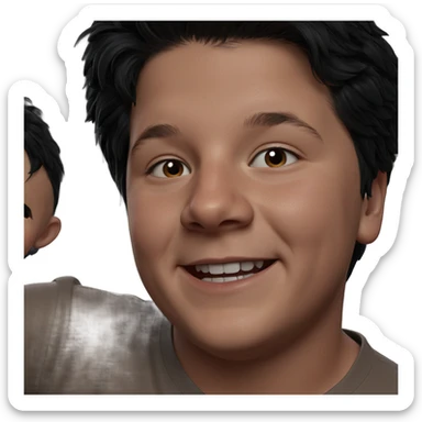 smiling boy portrait with black hair sticker