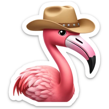 Flamingo wearing cowboy hat  sticker