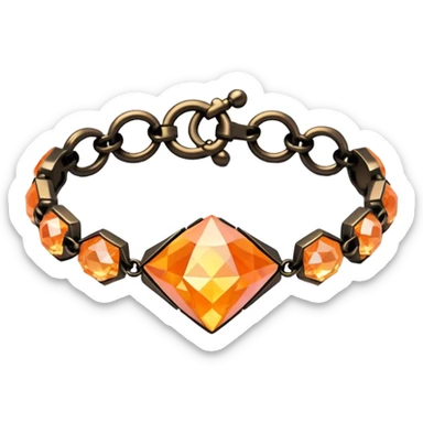 fantasy magic orange bracelet diamonds low poly sticker