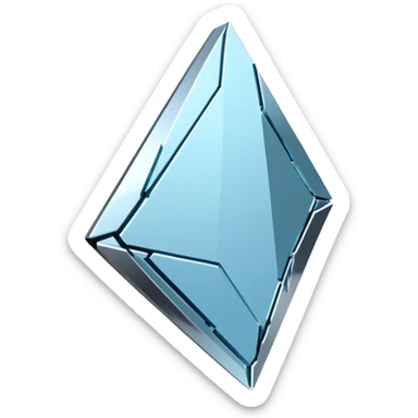 broken mirror shard emoji, sharp chrome edges, high contrast reflections, futuristic minimal 3D style, isolated on white sticker