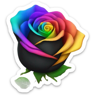 Black rose with rainbow tips sticker