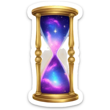 Gilded sparkling shimmering hourglass with nebula galaxy golden inside sticker