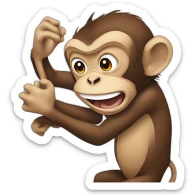 Monkey hitting monkey sticker