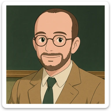 profesor con cabello muy corto, con ligeras entradas, barba muy fina y gafas, piel rosada sticker