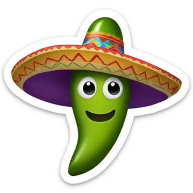 Spicy pickle wearing sombrero sticker