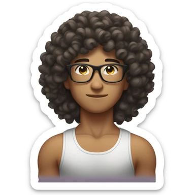 curly hair show biceps asian glasses sticker